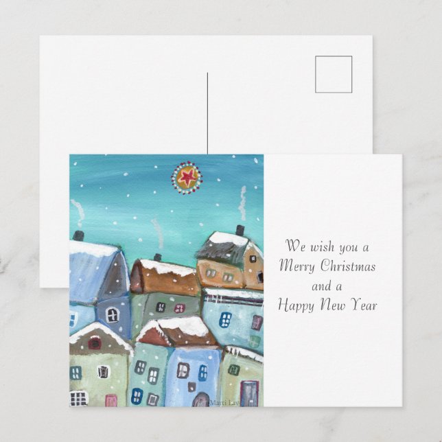 Postal Postcarta de vacaciones de Winter Village (Anverso / Reverso)