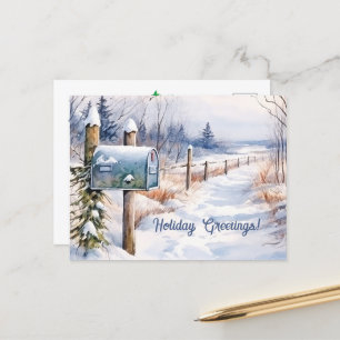 Postal Postcarta de vacaciones nevada en invierno
