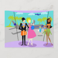 Postcarta de vacaciones tropicales retro