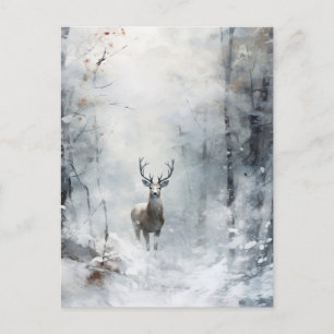 Postal Postcarta de venado de los bosques de invierno