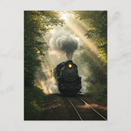Postal Postcarta de verano de verano de tren de vapor ret