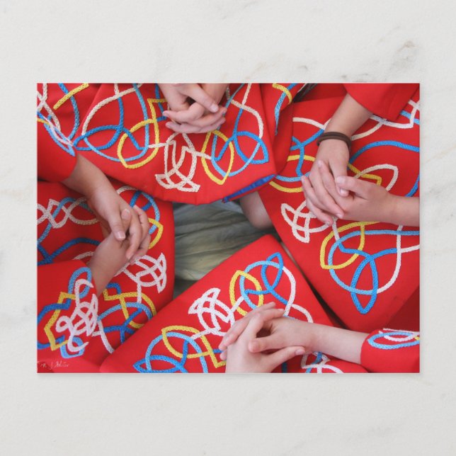 Postal Postcarta de vestir de danza irlandesa roja (Anverso)