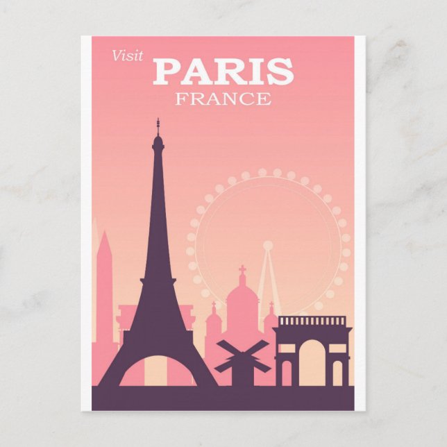 Postal Postcarta de viaje de la Francia rosa de París (Anverso)