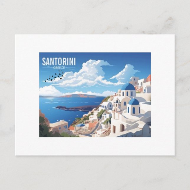 Postal Postcarta de viaje de la isla Santorini en Grecia (Anverso)