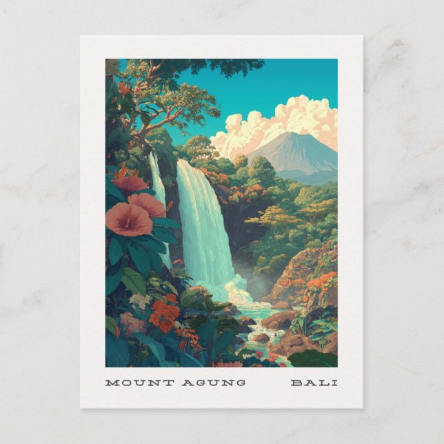 Postal Postcarta de viaje del Monte Agung Bali (Anverso)