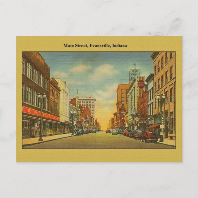 Postal Postcarta de Vintage Evansville Indiana (Anverso)