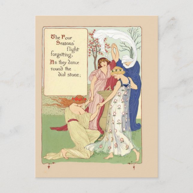 Postal Postcarta de Vintage Four Seasons (Anverso)