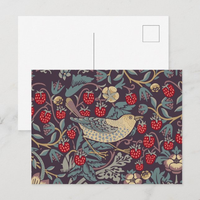 Postal Postcarta de William Morris Strawberry Thief (Anverso / Reverso)