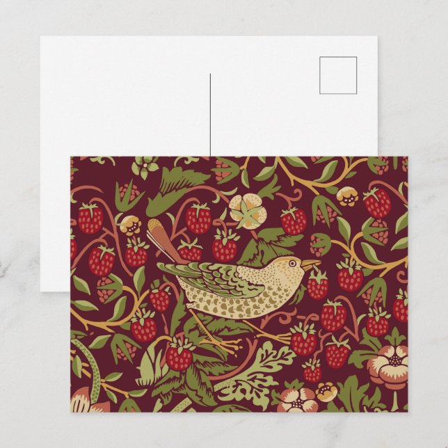 Postal Postcarta de William Morris Strawberry Thief (Anverso / Reverso)