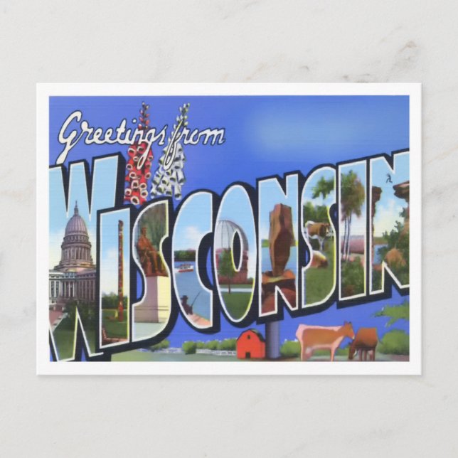 Postal Postcarta de Wisconsin Vintage (Anverso)
