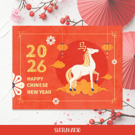 Postal Postcarta del Año Nuevo Chino del Caballo 2026