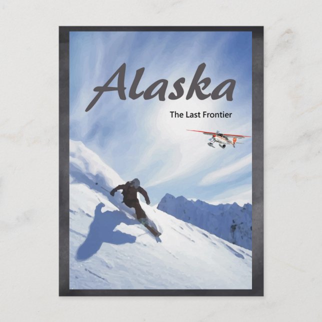 Postal Postcarta del avión de esquí de Alaska (Anverso)