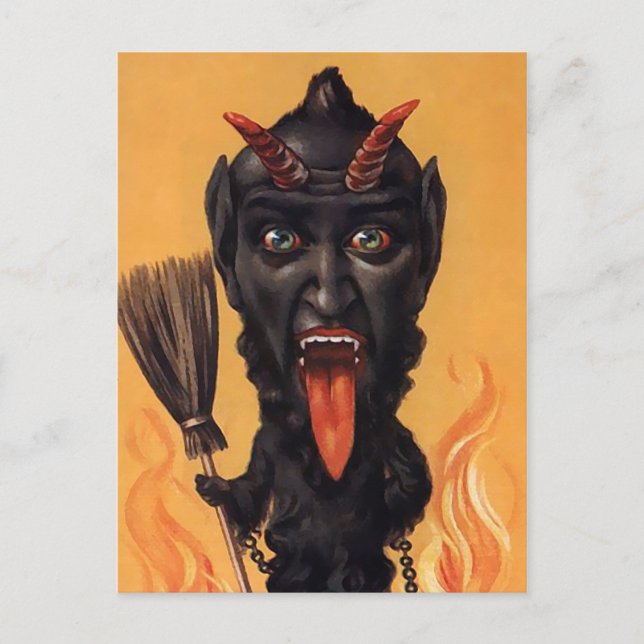 Postal Postcarta del diablo de Krampus (Anverso)