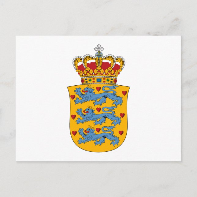 Postal Postcarta del escudo de armas de Dinamarca (Anverso)