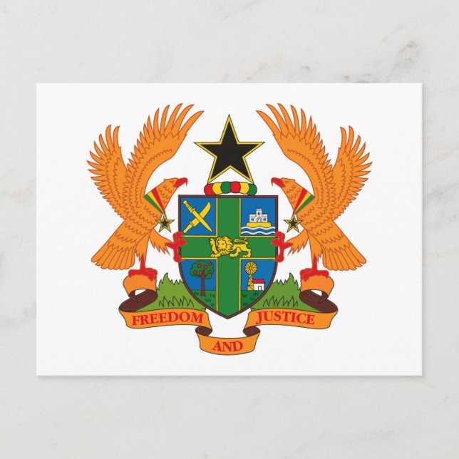 Postal Postcarta del escudo de armas de Ghana (Anverso)