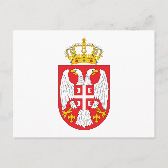 Postal Postcarta del escudo de armas de Serbia (Anverso)