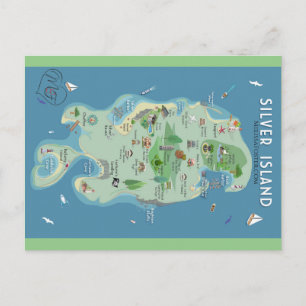 Postal Postcarta del mapa de la isla de Plata