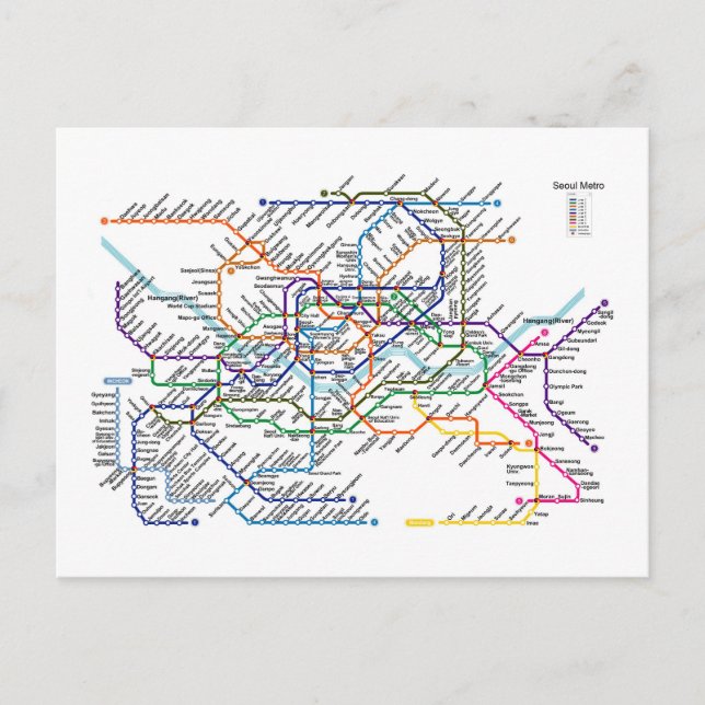 Postal Postcarta del Mapa del Metro de Seúl (Anverso)