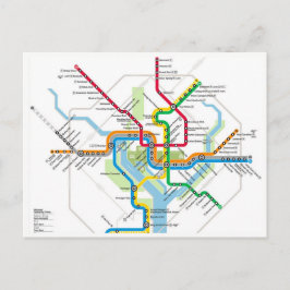 Postal Postcarta del mapa del metro del Metro de Washingt