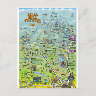 Postal Postcarta del mapa del país de TX Hill