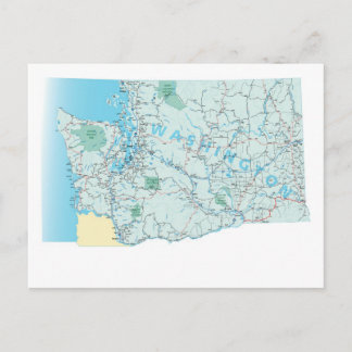 Postal Postcarta del mapa interestatal de Washington
