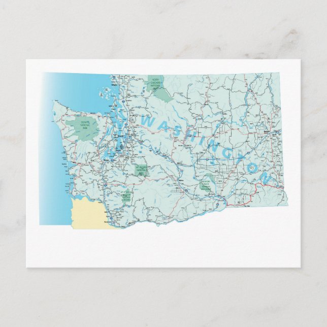 Postal Postcarta del mapa interestatal de Washington (Anverso)