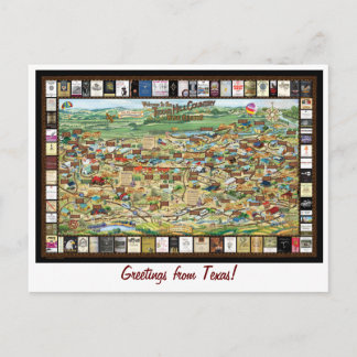 Postal Postcarta del mapa vitivinícola de Texas Hill Coun