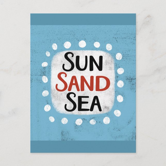 Postal Postcarta del mar de arena de Sun (Anverso)