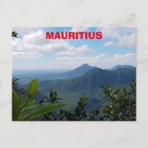 Postcarta del paisaje de las montañas de Mauricio