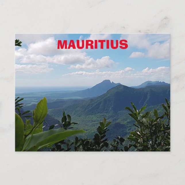 Postal Postcarta del paisaje de las montañas de Mauricio (Anverso)