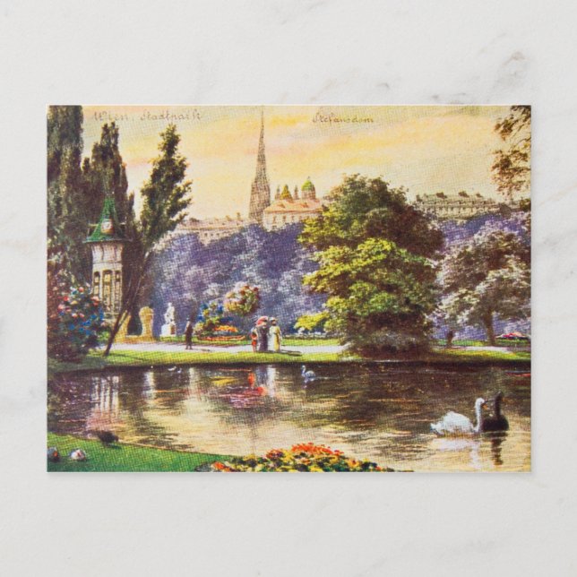Postal Postcarta del parque de Viena de época (Anverso)