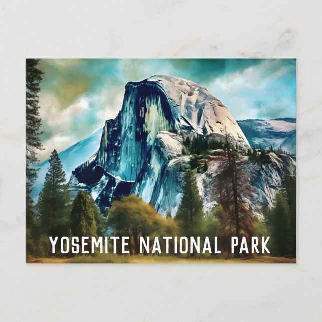 Postal Postcarta del Parque Nacional Yosemite de Medio Do (Anverso)
