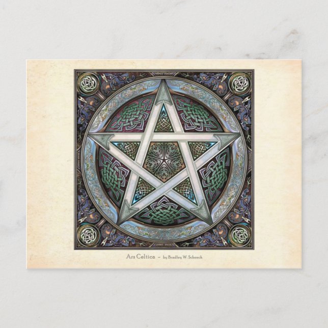 Postal Postcarta del Pentáculo de Plata Knotwork (Anverso)