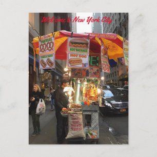 Postal Postcarta del stand de perro caliente de la ciudad