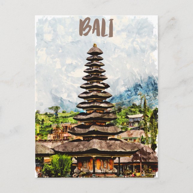 Postal Postcarta del templo de Bali Indonesia Ulun Danu B (Anverso)