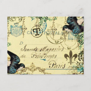 Postal Postcarta del Viejo Pájaro Azul de París