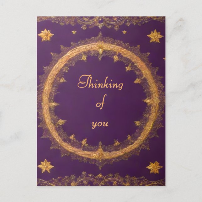 Postal Postcarta estilo retro "Pensando en ti" (Anverso)