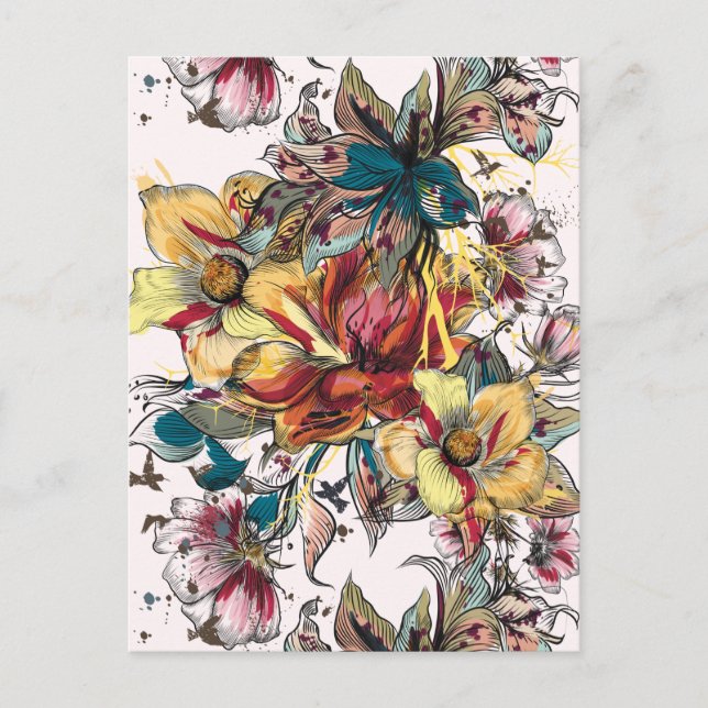Postal Postcarta floral cuta (Anverso)