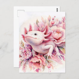 Postal Postcarta floral rosa Axolotal