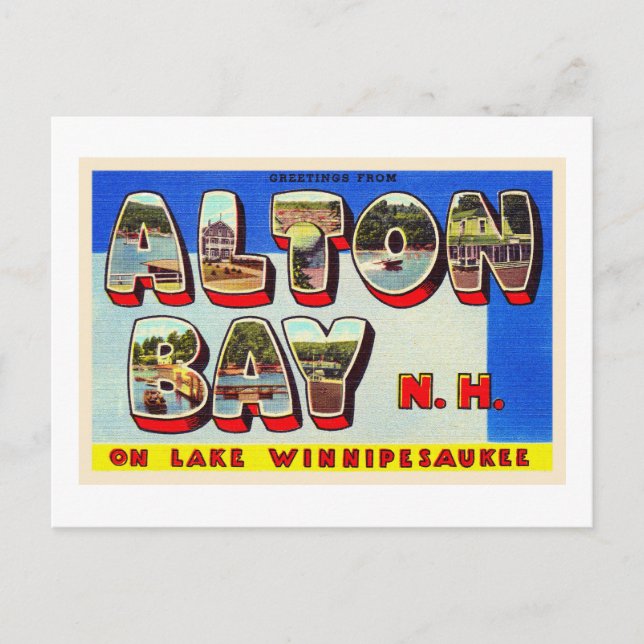 Postal Postcarta grande de Alton Bay New Hampshire NH (Anverso)