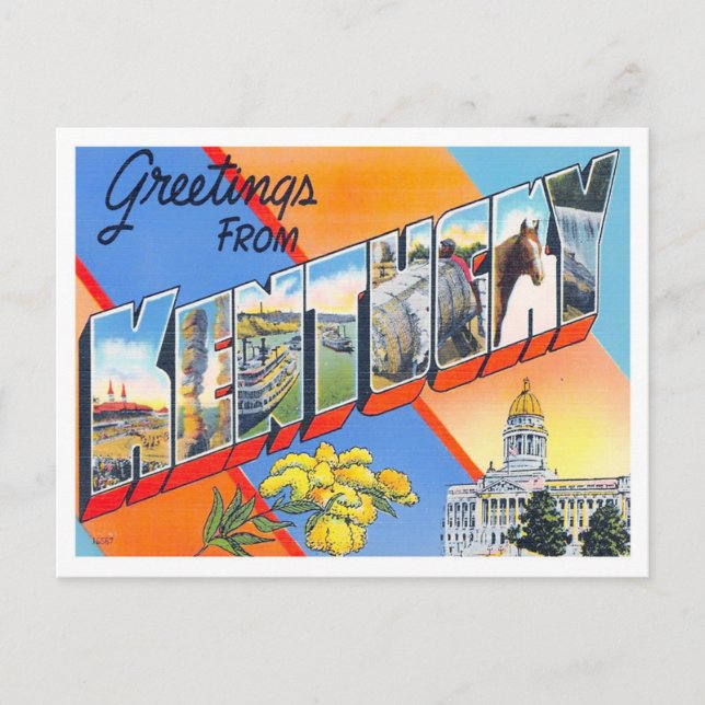 Postal Postcarta grande de Kentucky Vintage (Anverso)