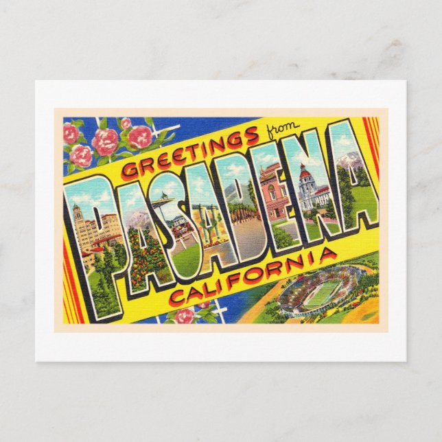 Postal Postcarta grande de la época de Pasadena Californi (Anverso)