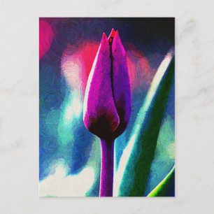 Postal Postcarta impresionista del tulipán morado en flor