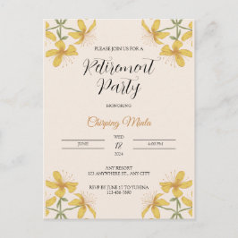 Postal Postcarta invitativa de retiro floral de bronce