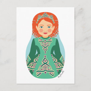 Postal Postcarta irlandesa de bailarina de Redhead Matryo