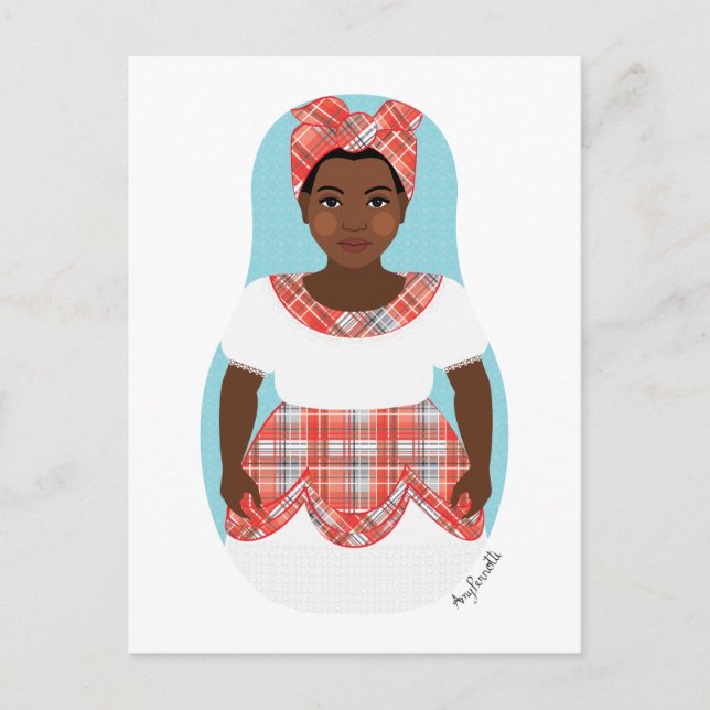 Postal Postcarta jamaiquina Matryoshka (Anverso)