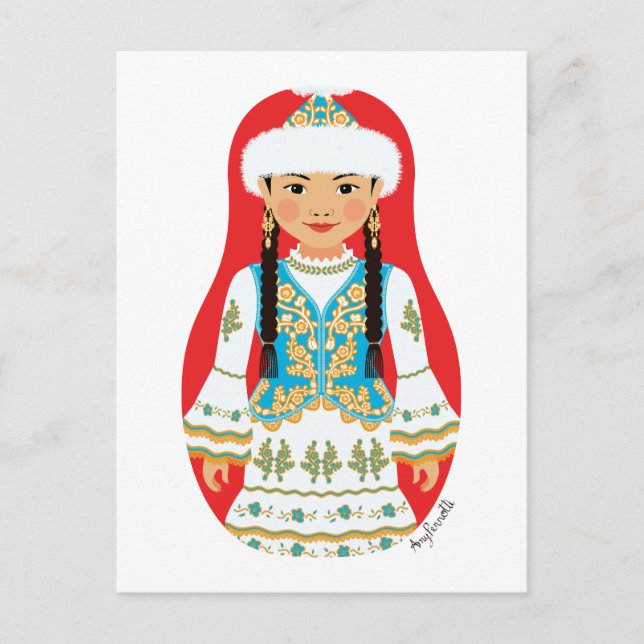 Postal Postcarta kazaja de Matryoshka (Anverso)