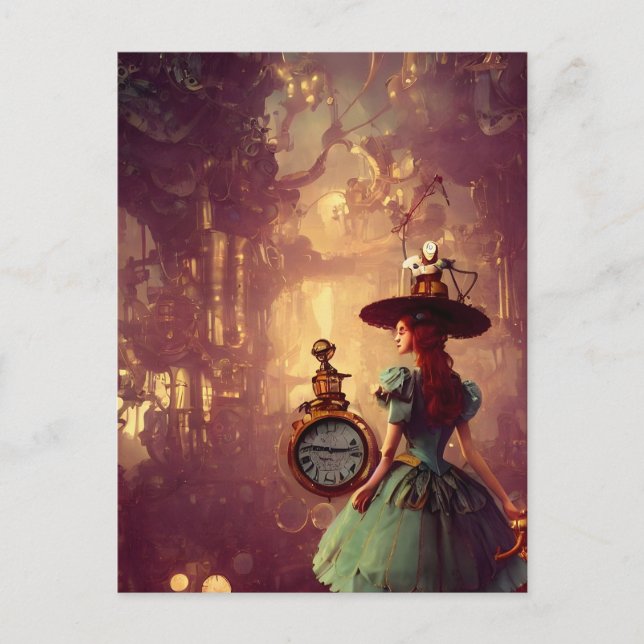 Postal Postcarta Lady Lady de Steampunk Time Keeper (Anverso)