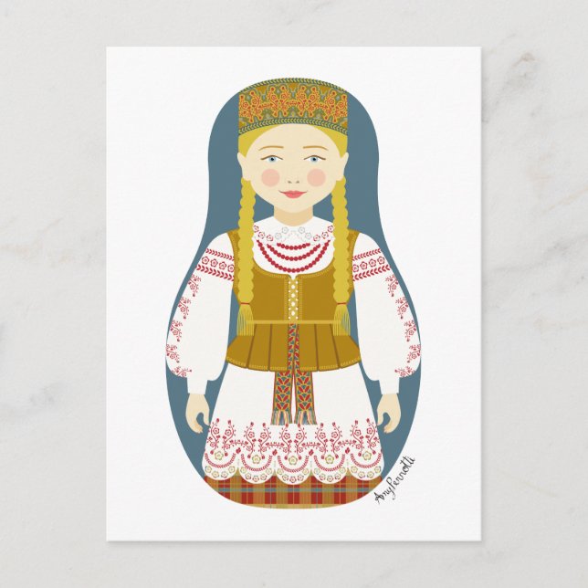 Postal Postcarta lituana de Matryoshka (Anverso)