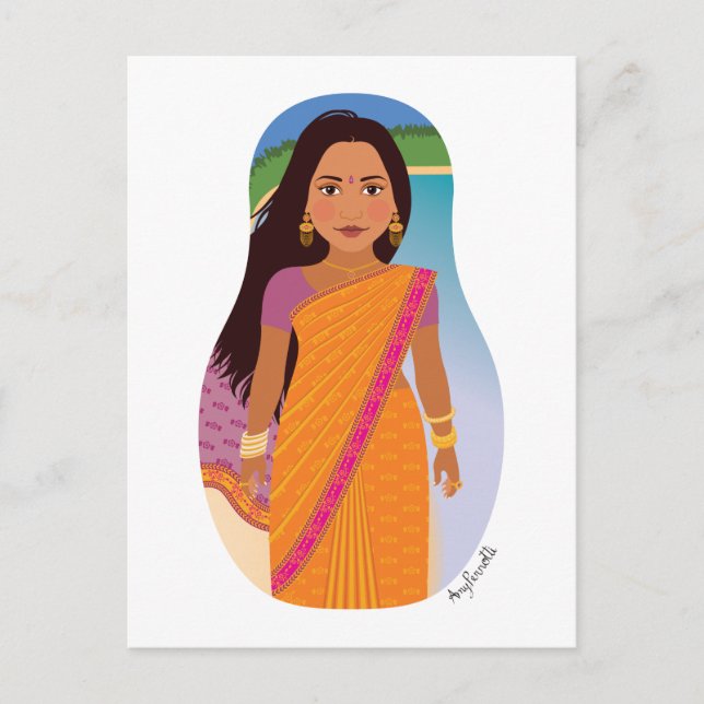 Postal Postcarta mauriciana, india Matryoshka (Anverso)